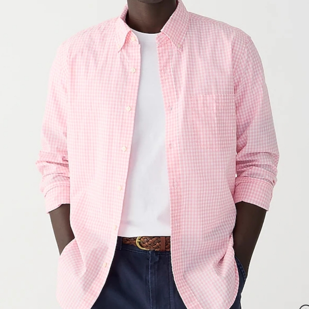 Men's Thompson Shirtings by J. Crew pink and white dress shirt